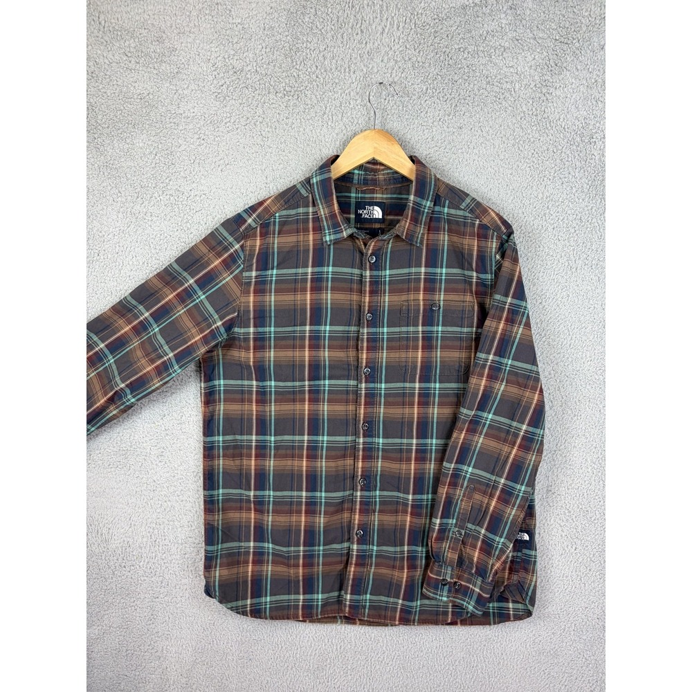 The North Face Shirt Mens Large Brown Plaid Long Sleeve Button Casual Outdoor